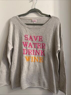 Save water drink wine pink pineapple sweater small NWT